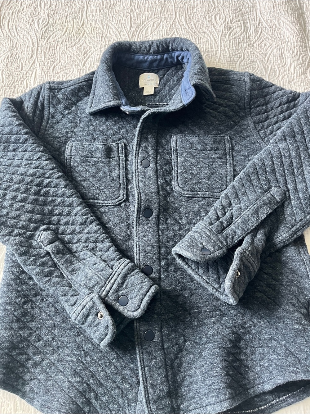Quilted Kids Crewcuts size large 10-11 navy shirt jacket - Classic Snap Front